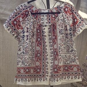 Charter Club Red and Blue Floral Blouse